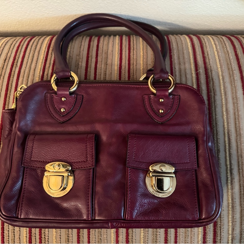 Marc Jacobs Blake - Burgundy Satchel with Gold Accents
